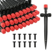 Kalolary 30pcs Adjustable 360° Drip Irrigation Emitters, Quick Connect Water Drippers for 1/4" Tubing, Durable Garden, Lawn, and Greenhouse Watering System (Red)