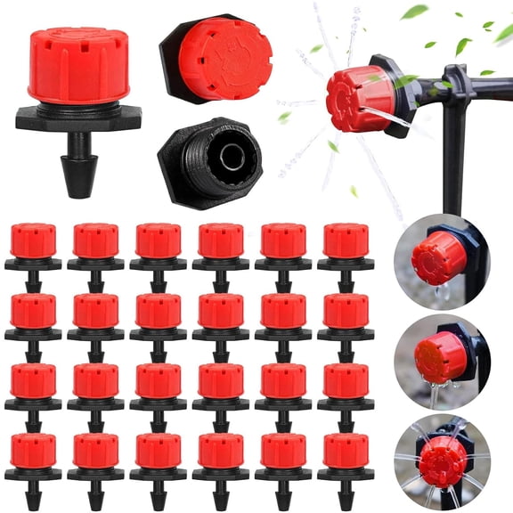 Kalolary 400Pcs Adjustable Irrigation Drippers Parts, 1/4 Inch Automatic Irrigation Anti-Clogging Emitters Micro Ffittings for 4mm/7mm Watering System Drippers Garden Supplies(Red)