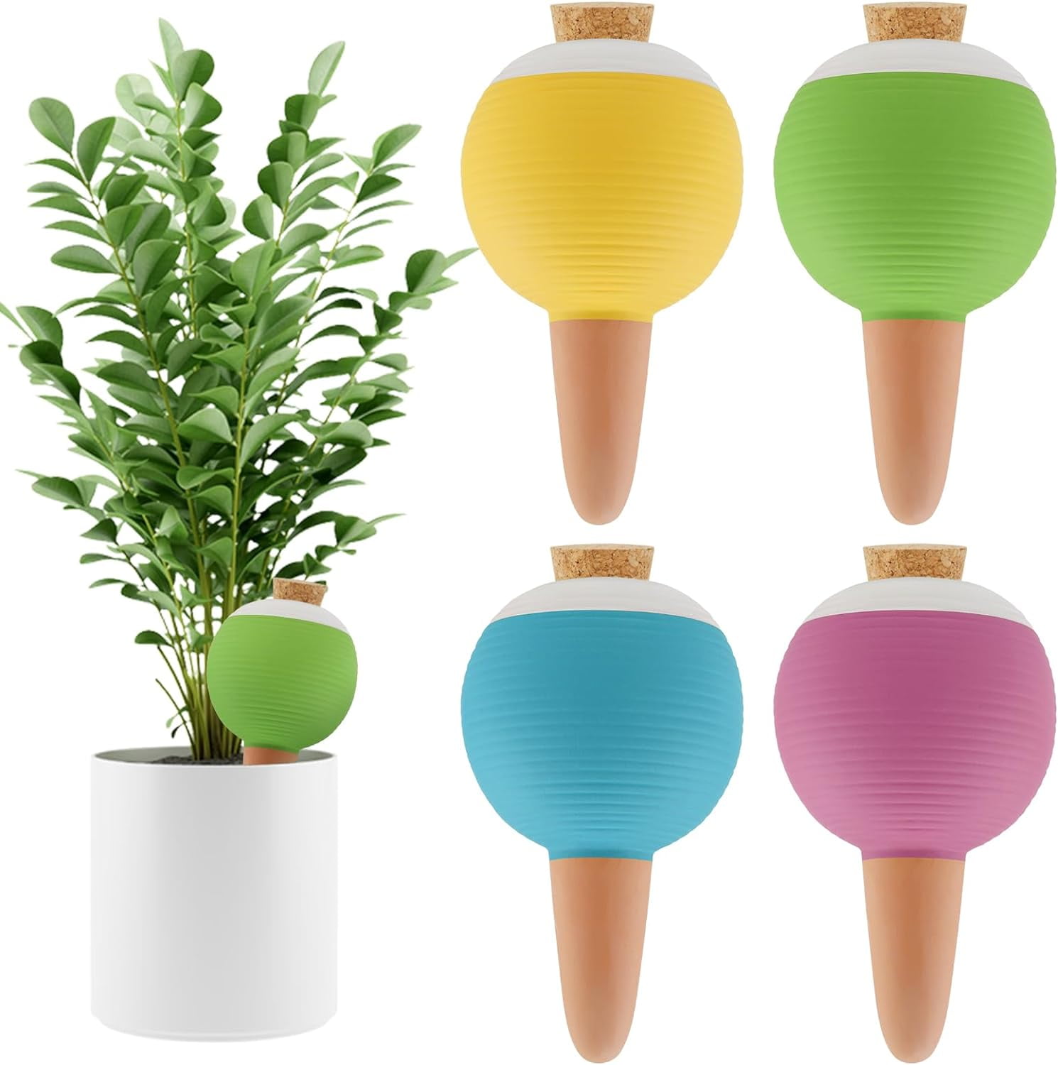 DEAYOU 4 Pack Terracotta Plant Watering Globes, 14 Oz Self