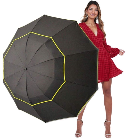 Kalolary 62 Inch Extra Oversize Large Compact Golf Umbrella,Double Canopy Vented Windproof Waterproof Stick Umbrellas for women & men
