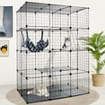 thumbnail image 1 of Kalolary Large Cat Cage, 4 Tier Cat Enclosures Indoor with Hammock DIY Pet Playpen Detachable Metal Wire Kennels Crate 4x3x2 Large Exercise Place Ideal for 1-3 Cats Small Animal, 1 of 6