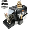thumbnail image 1 of Kalolary Stainless Steel Cat Litter Box with Lid, Removable Metal Tray for Large Cats, Top Entry, High-Sided Enclosure, Scoop, Pedal, Anti-Leakage, Non-Sticky, Easy Cleaning (Black), 1 of 7
