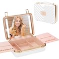 thumbnail image 1 of Kalolary Travel Makeup Train Cases with Lighted Mirror 3 Color Setting, Makeup Bag Cosmetic Case Organizer Adjustable Brightness Portable Makeup Storage Box Accessories Tools (White), 1 of 7