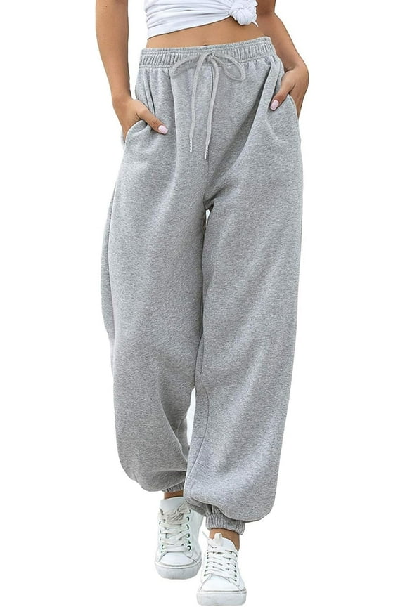 Women's Cinch Bottom Sweatpants with Pockets Plain Tracksuit Baggy Elastic Waist Trousers for Casual Hip Hop, Gym and Jogging