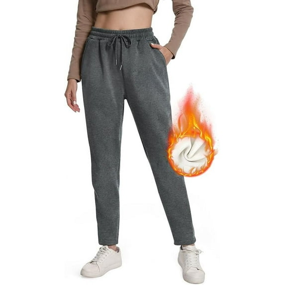 Kalolary Women's Sherpa Lined Sweatpants with Pockets Fleece Lined Joggers Pant Winter Warm Thick Bottoms Tracksuit for Casual, Gym and Jogging
