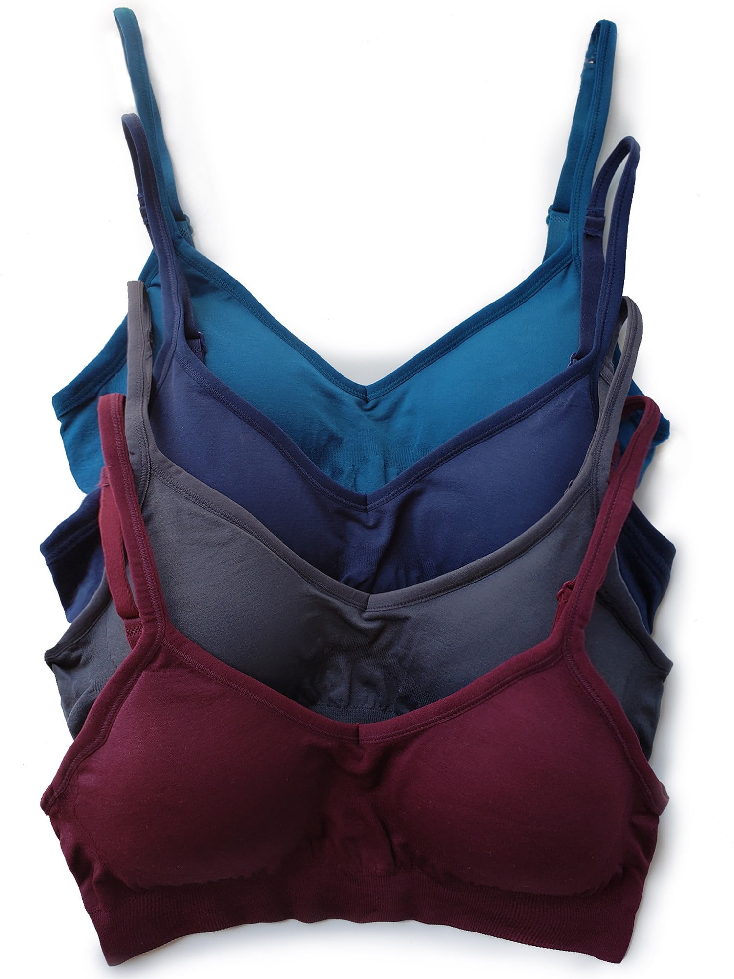 Kalon 4 Pack Women's Demi Wireless Padded Bralette Hook and