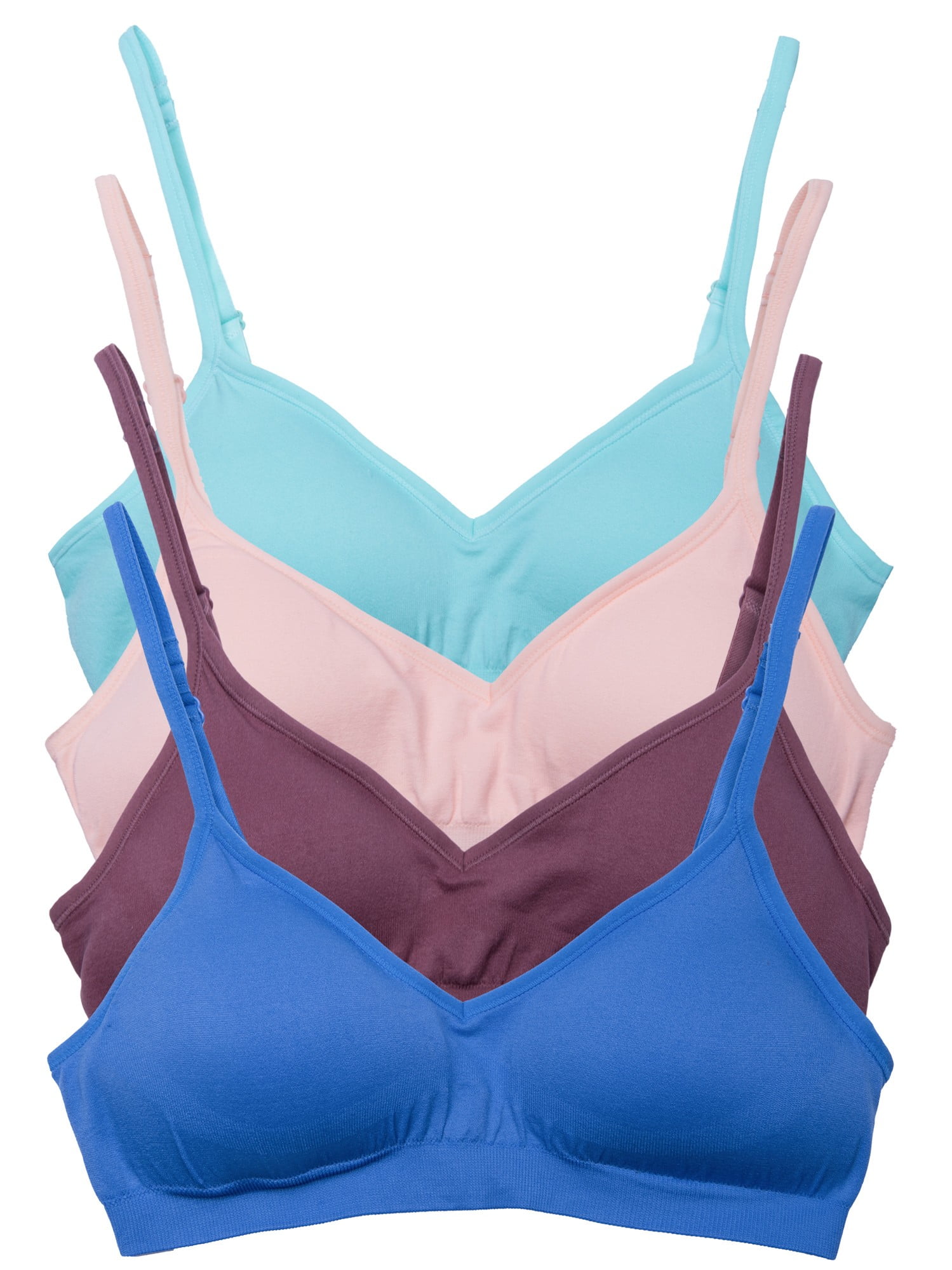 Kalon 4 Pack Women's Demi Wireless Padded Bralette Hook and Eye Bra