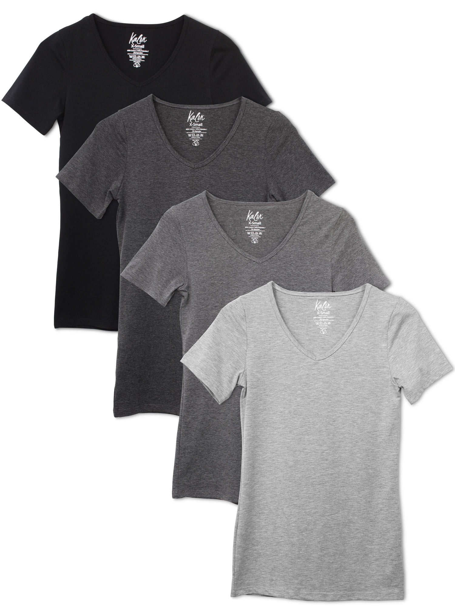 Kalon Women 4-Pack V-Neck T-Shirt Base Layer - Walmart.com