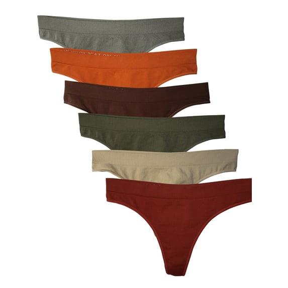 Kalon Women 6 Pack Seamless Nylon Spandex Thong Panties