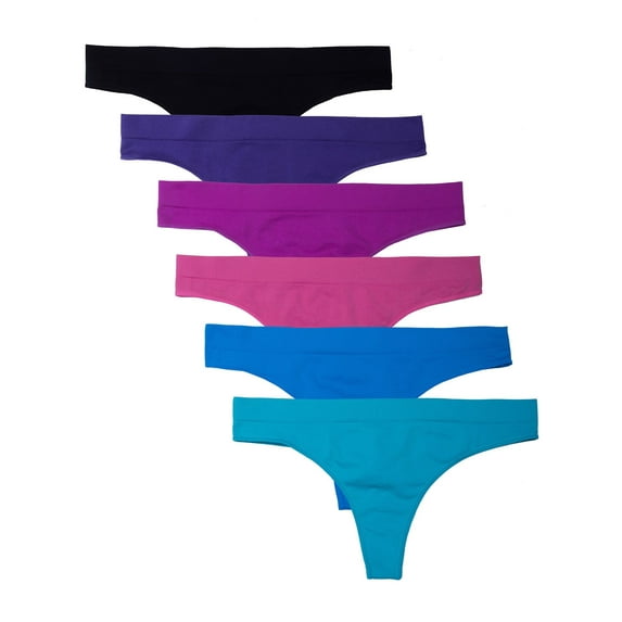 Kalon Women 6 Pack Seamless Nylon Spandex Thong Panties
