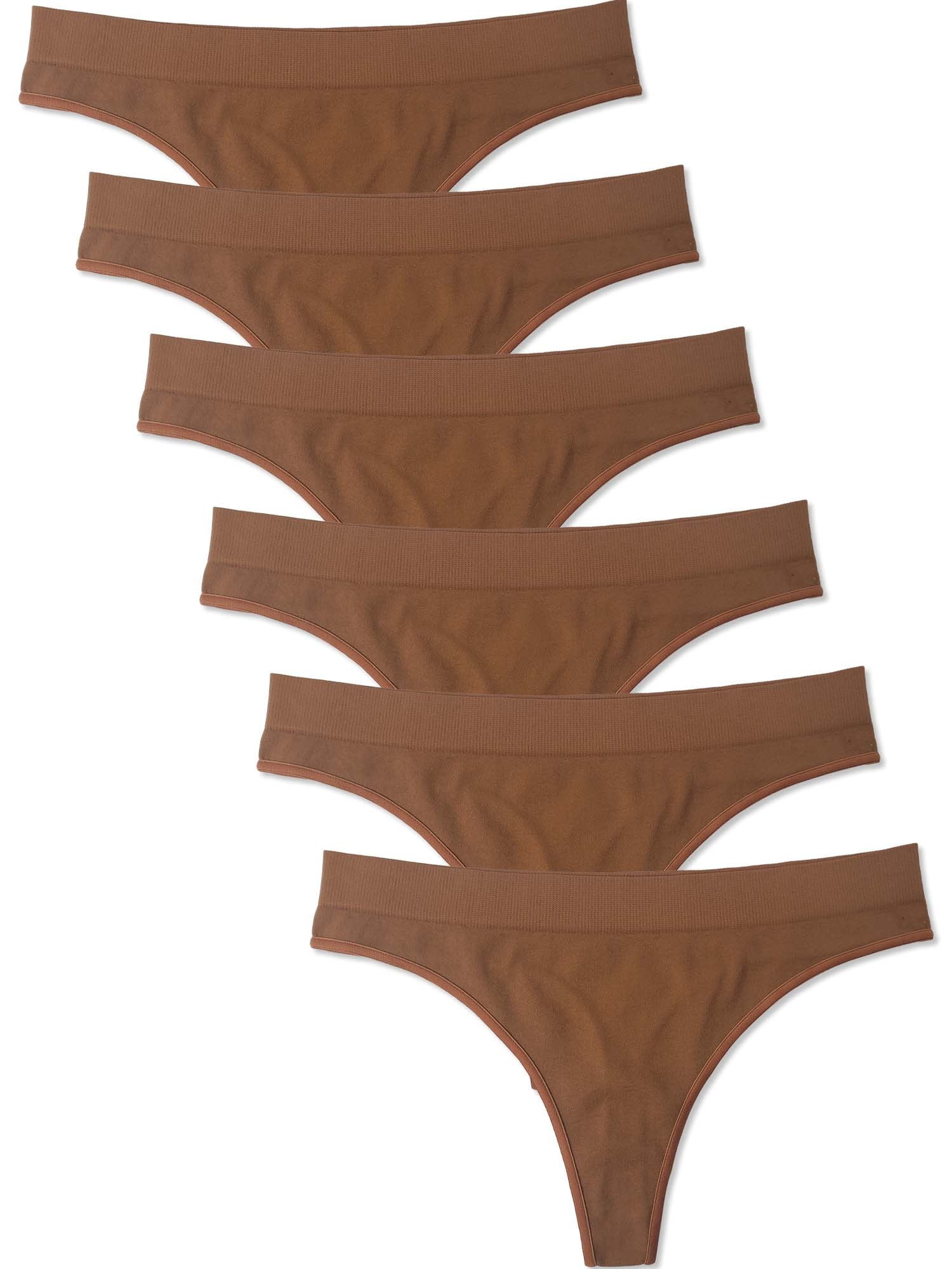 Kalon Women 6 Pack Seamless Nylon Spandex Thong Panties