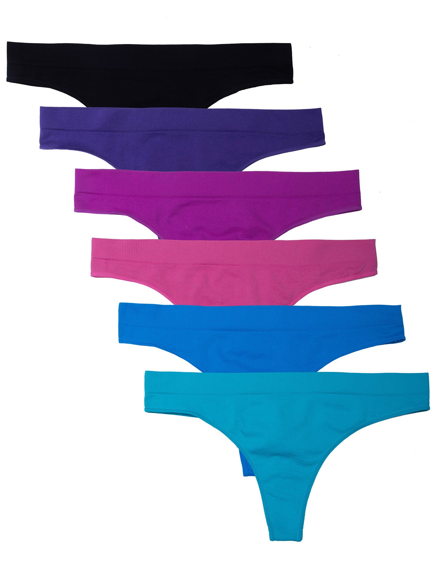 Kalon Women 6 Pack Seamless Nylon Spandex Thong Panties