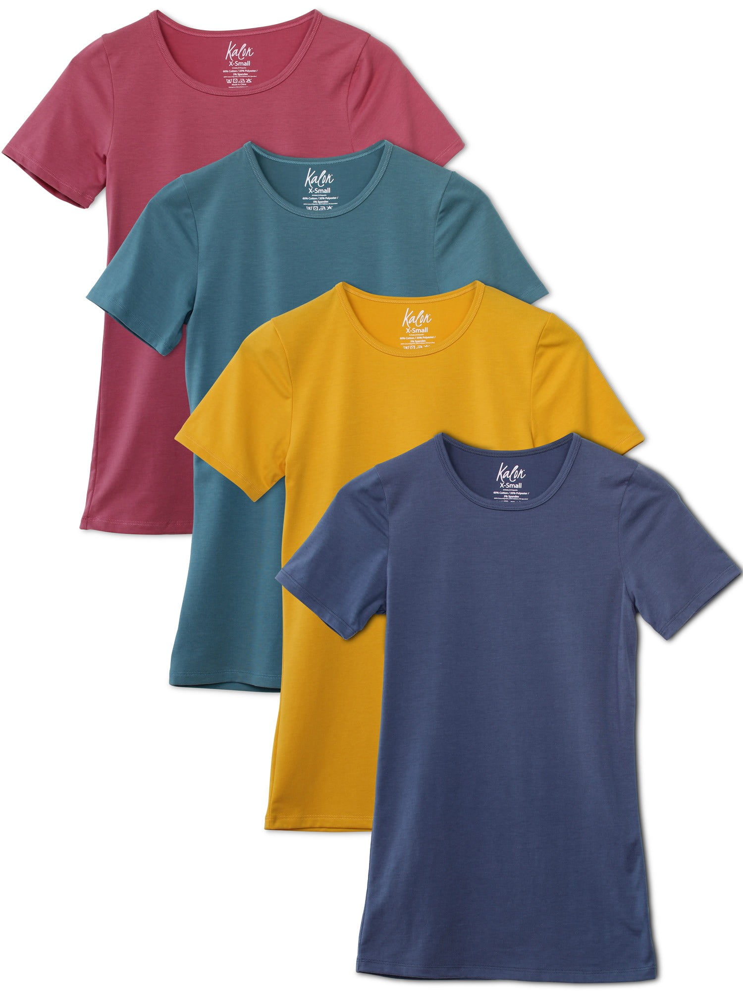 Kalon Women's 4-Pack Crewneck T-Shirt Base Layer 
