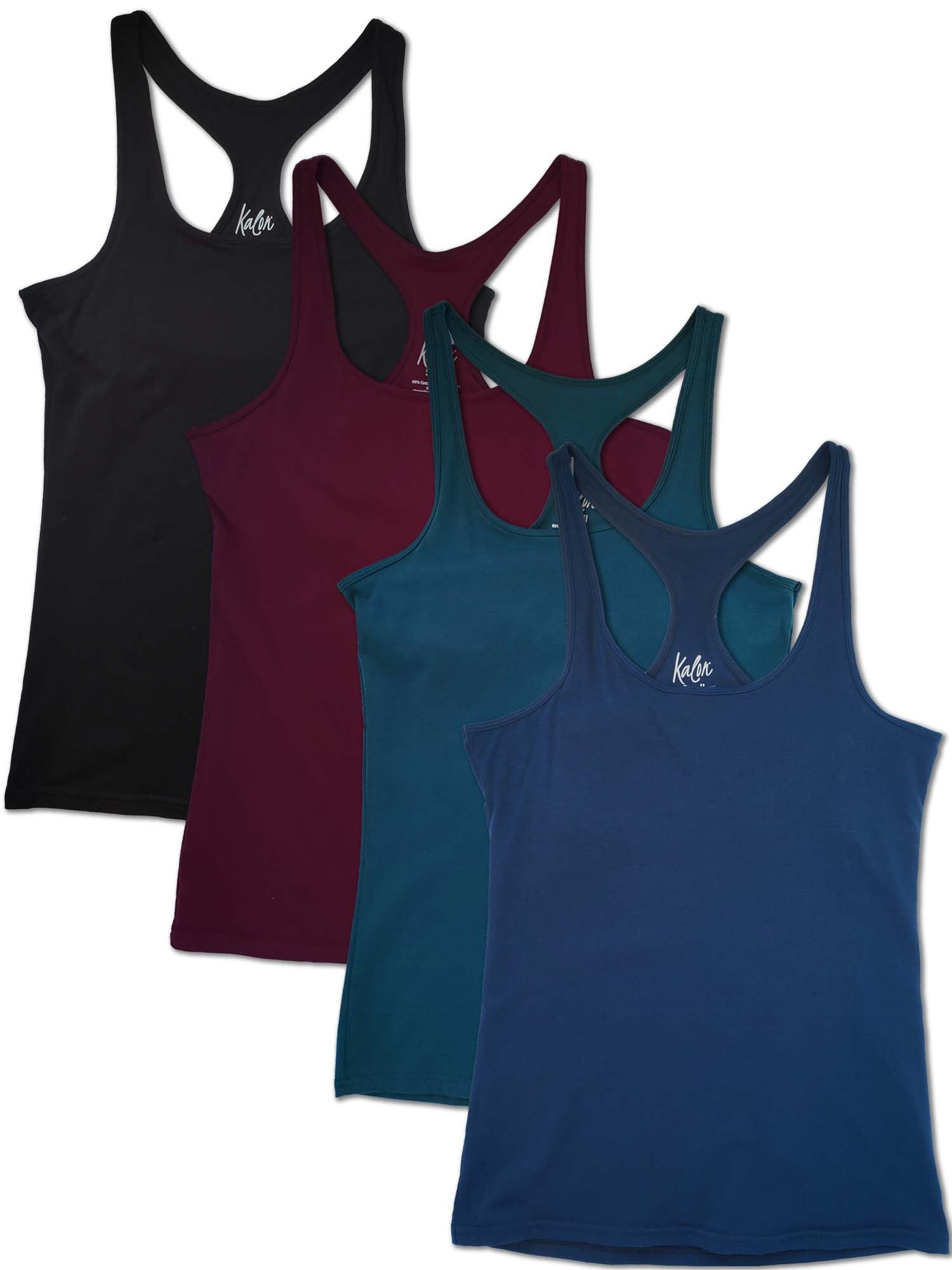 Kalon Women's 4-Pack Racerback Shelf Bra Camisole Base Layer - Walmart.com