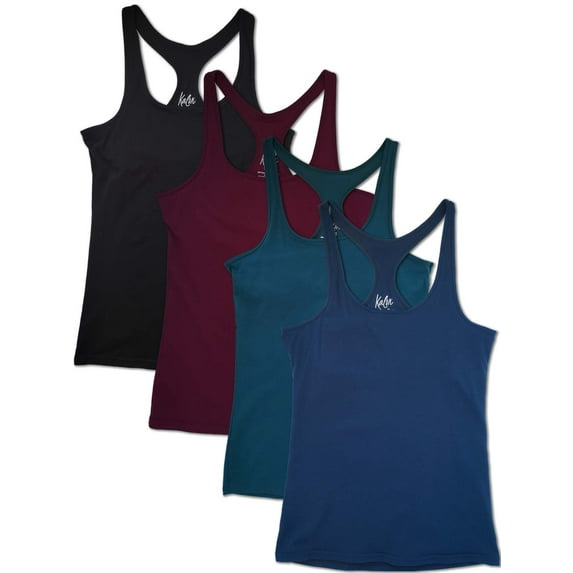 Kalon Women's 4-Pack Racerback Shelf Bra Camisole Base Layer