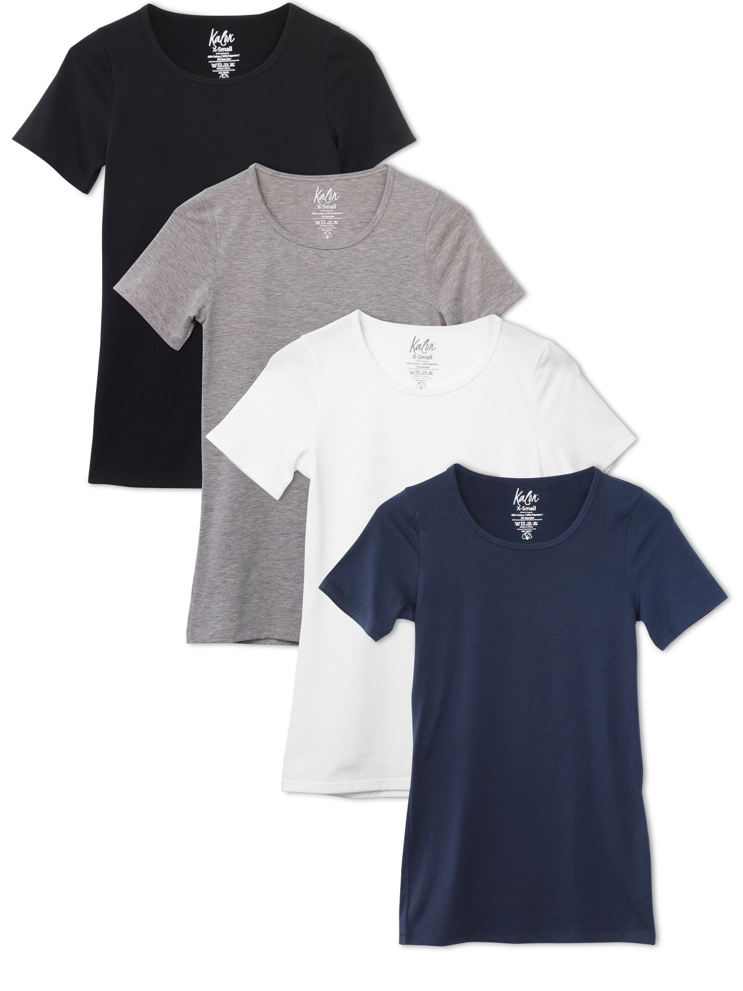 Kalon Women's 4-Pack Scoop Neck T-Shirt Base Layer