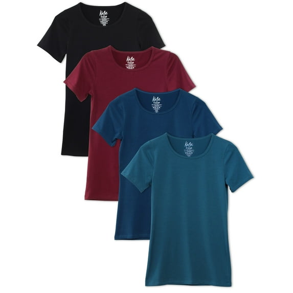 Kalon Women's 4-Pack Scoop Neck T-Shirt Base Layer