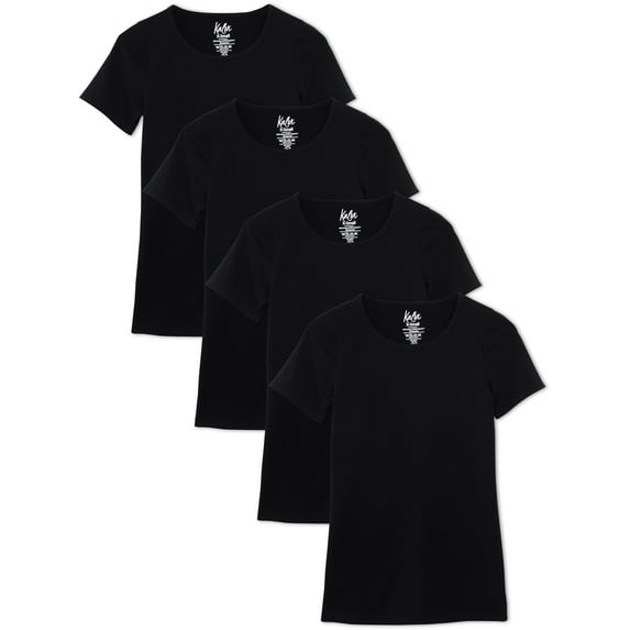 Kalon Women's 4-Pack Scoop Neck T-Shirt Base Layer