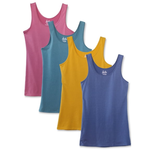 Kalon Women's 4-Pack Scoop Neck Tank Top Base Layer (4X-Large, Festival)