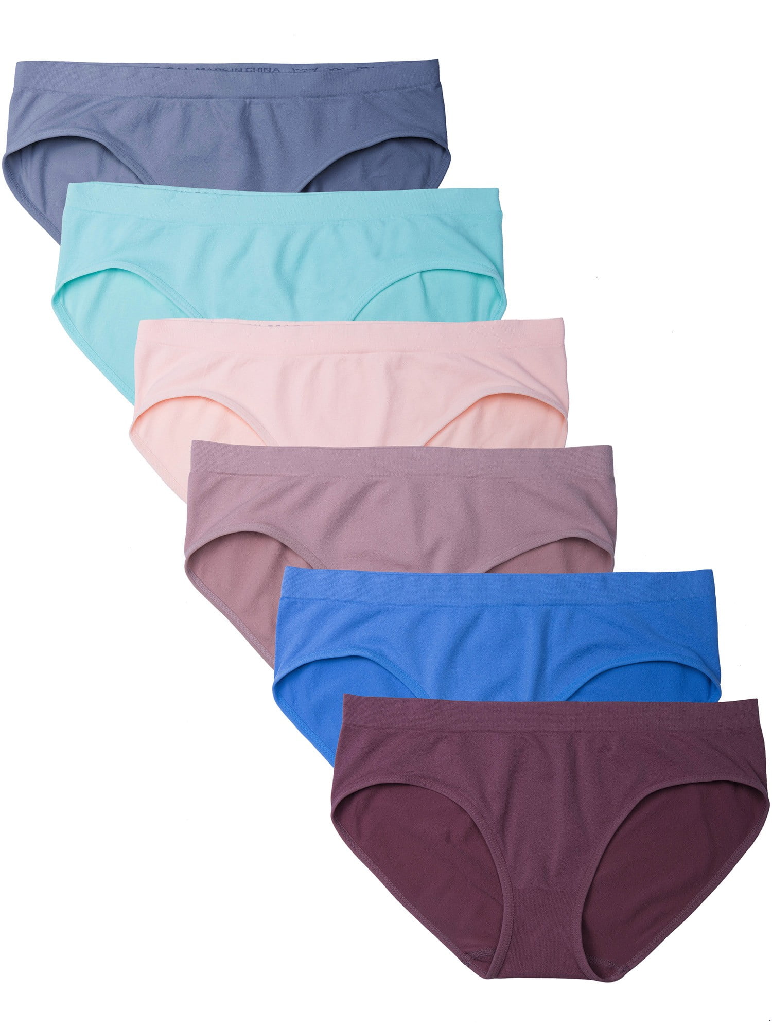 Kalon 6 Pack Womens Nylon Spandex Thong Underwear (Medium, Light Vintage)