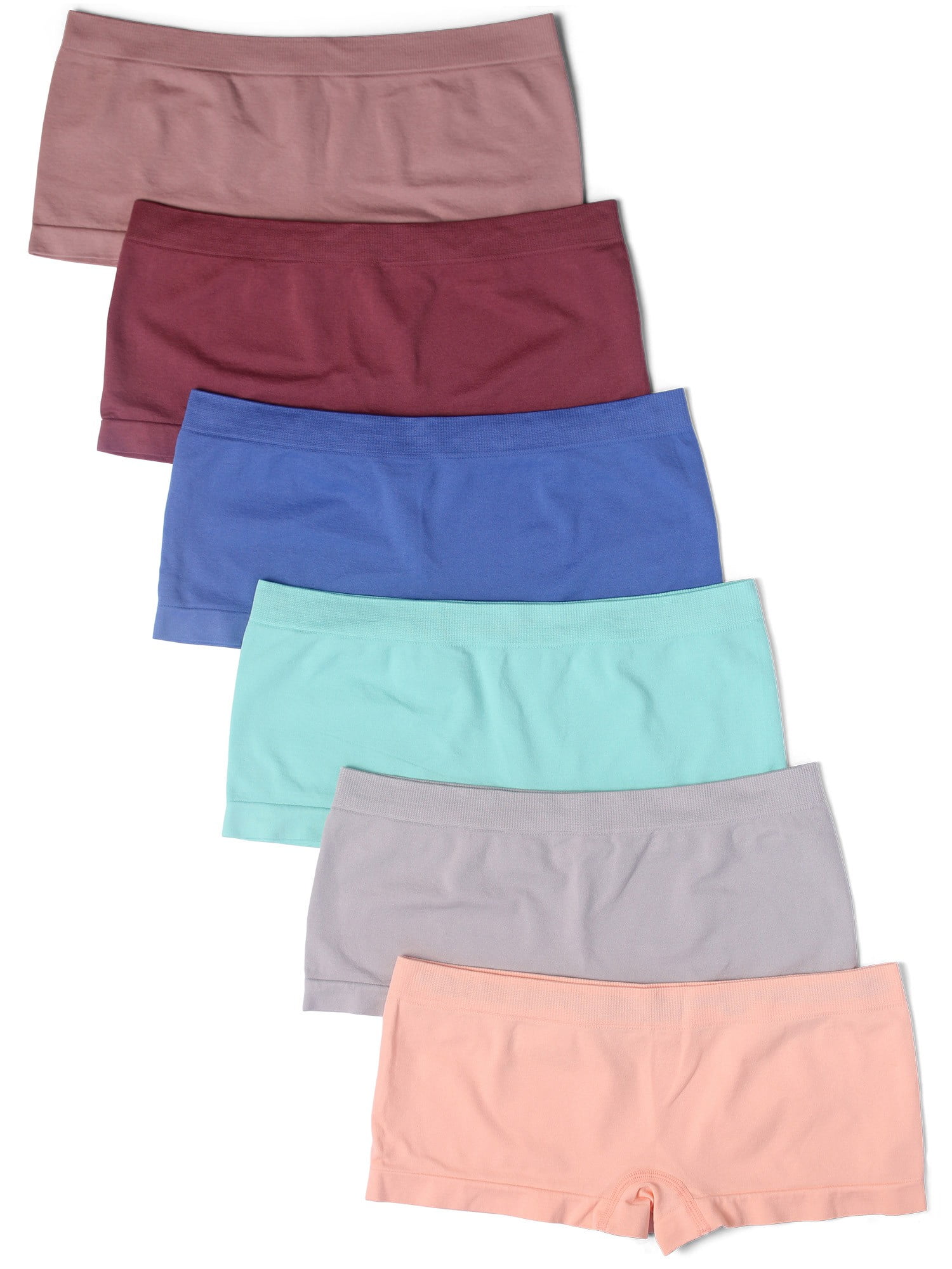 Kalon Women's 6 Pack Nylon Spandex Boyshort Panties
