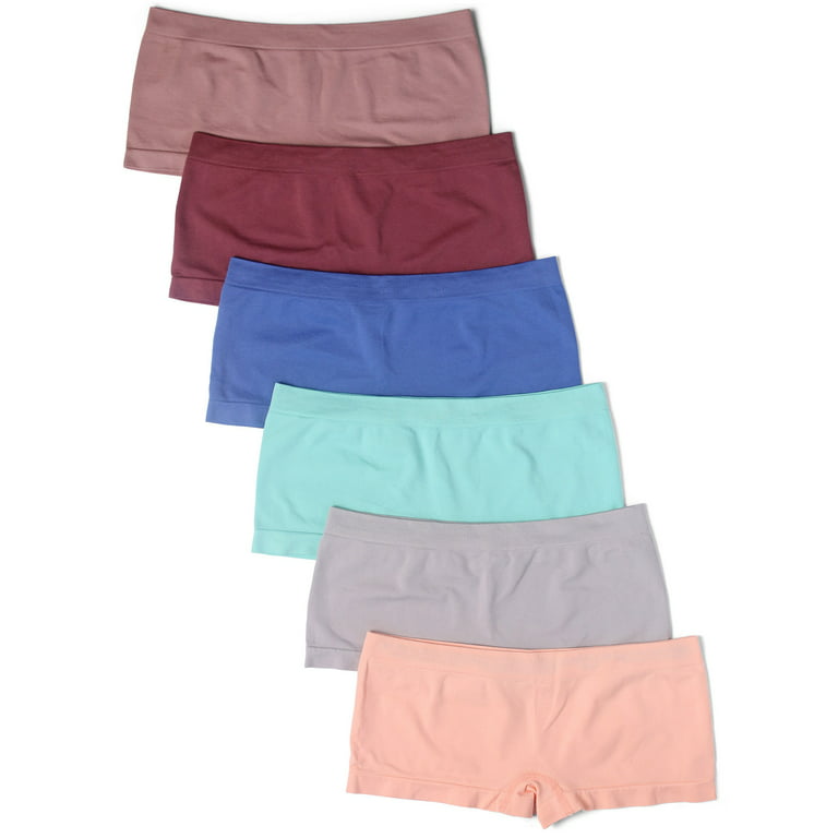 Kalon Women's 6 Pack Nylon Spandex Boyshort Panties 