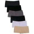 thumbnail image 1 of Kalon Women's 6 Pack Nylon Spandex Boyshort Panties, 1 of 4