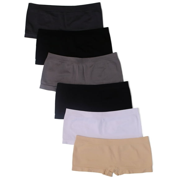 Kalon Women's 6 Pack Nylon Spandex Boyshort Panties