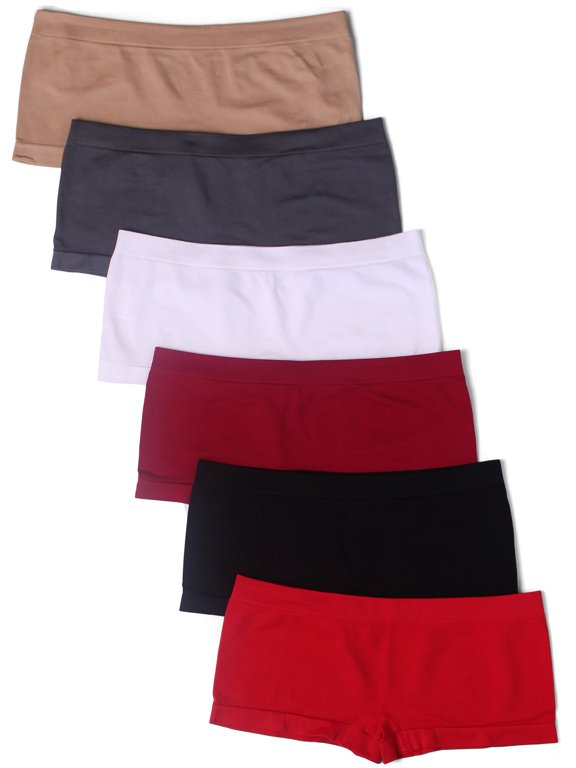 Women's 6 Pack Nylon Spandex Boyshort Panties
