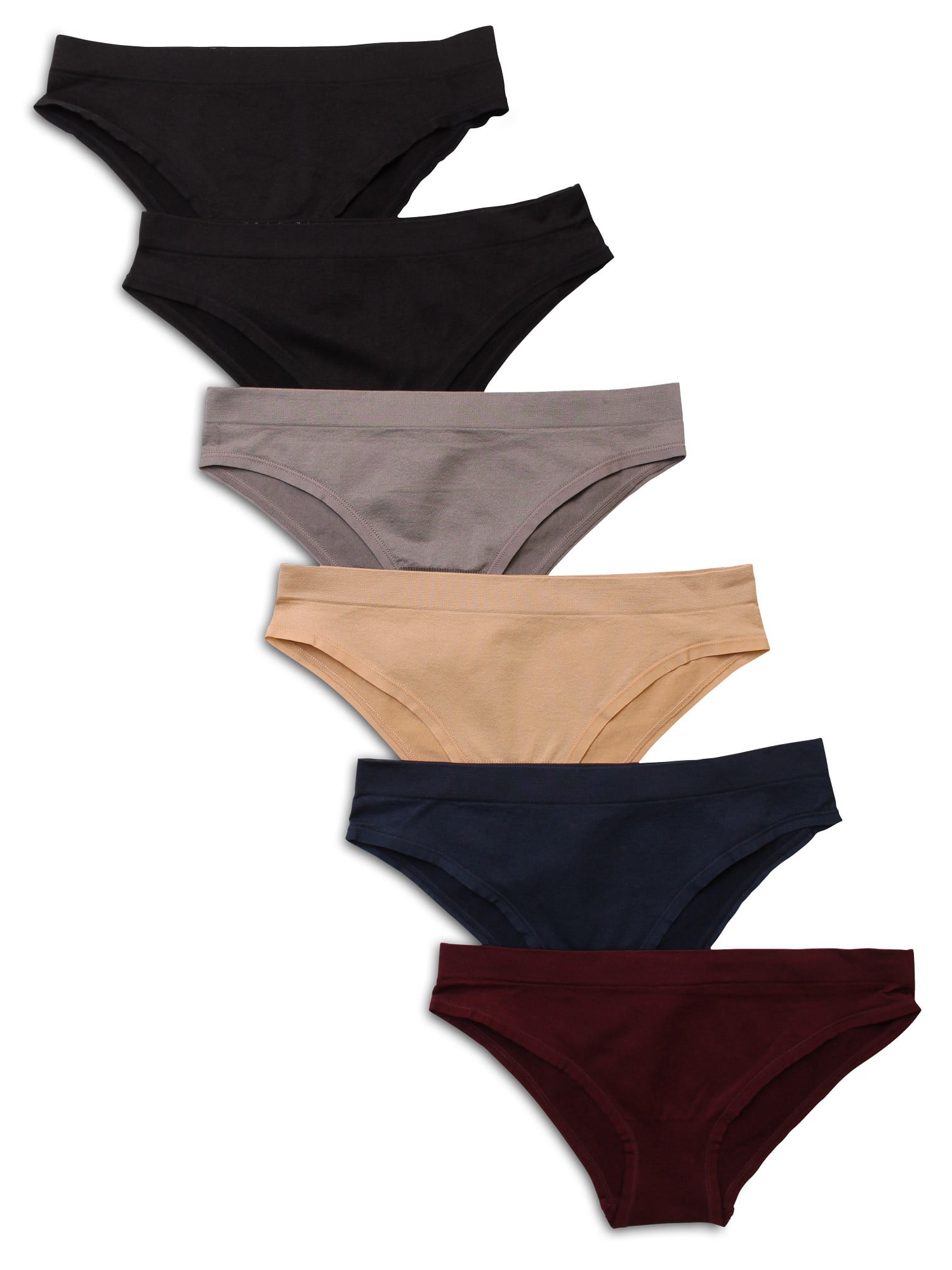 Buankoxy 6 Pack Women's Low-Rise String Bikini Panty Stretch  Briefs(Black,Size6)