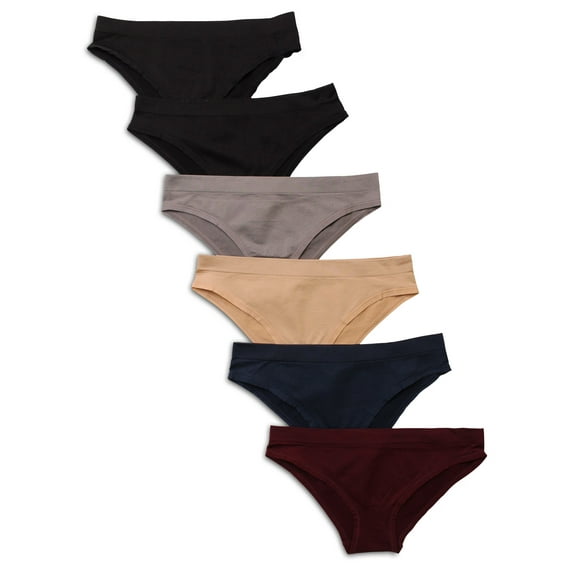 Kalon Women's 6-Pack Soft Stretch Cheekini Bikini Panties
