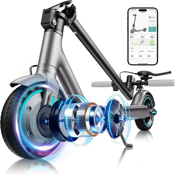 Adult Electric Commuter Scooter Fast Portable,8.5" Solid Tires,High Speed 19MPH and Long Range 350W Motorized E Scooter for Teens with App