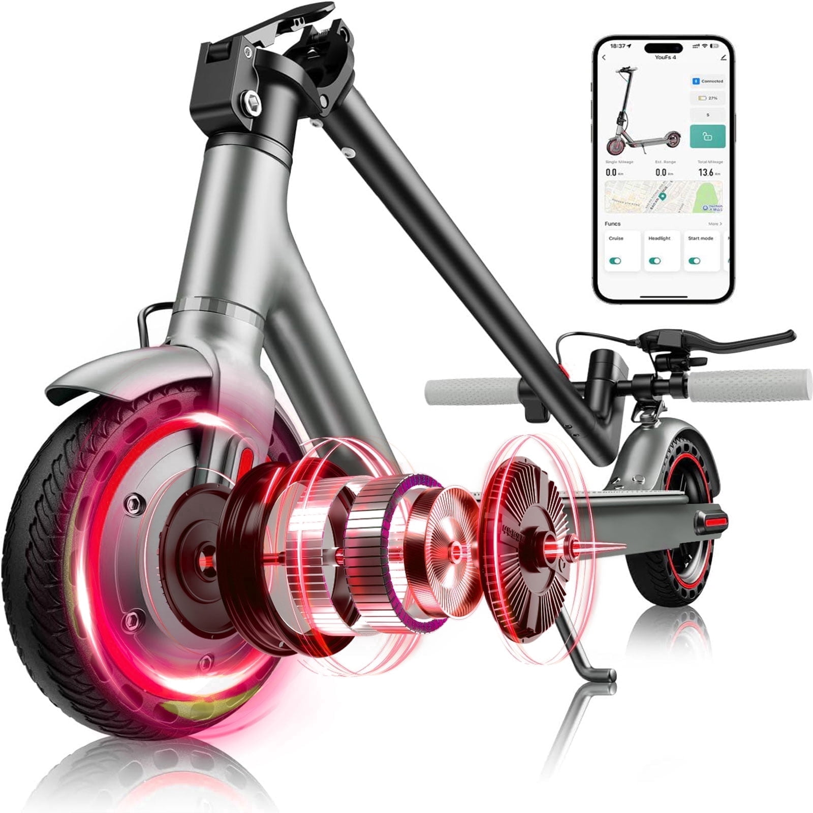 Electric Scooter for Adults,350W Motor E Scooter for Commuting,8.5" Solid Tires,up to 19MPH and 20 Miles Long Range
