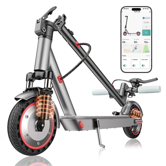 Foldable Electric Scooter Dual Suspension Adults,350W Portable 8.5" Solid Tires,Fast Speed 19mph and Long Range Motorized E Scooter for Commuting