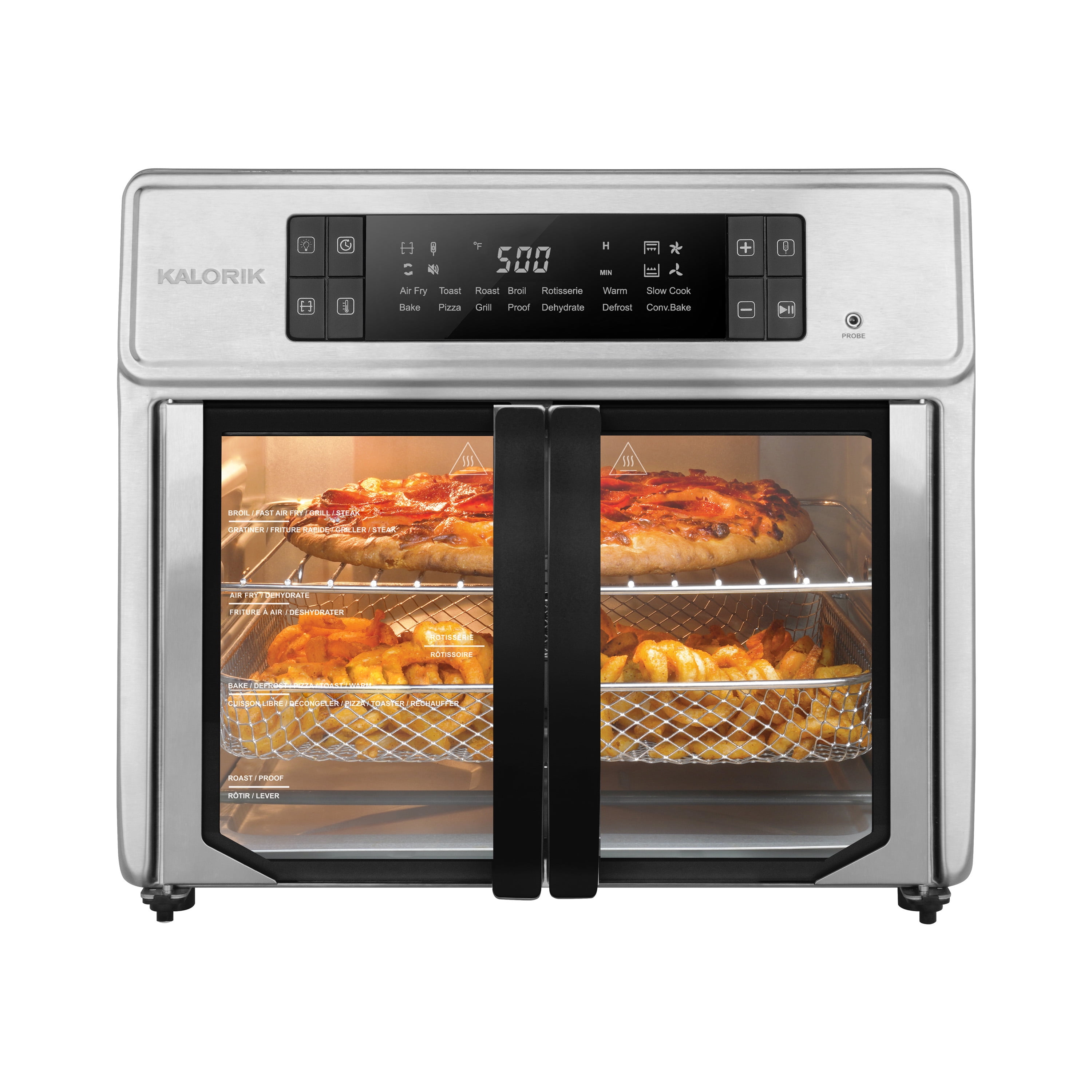 GZMR 26 qt Steam Air Fryer Toast Oven Combo 6-Slice Black Convection Toaster Oven with Rotisserie (1650-Watt) | GR-GT030A