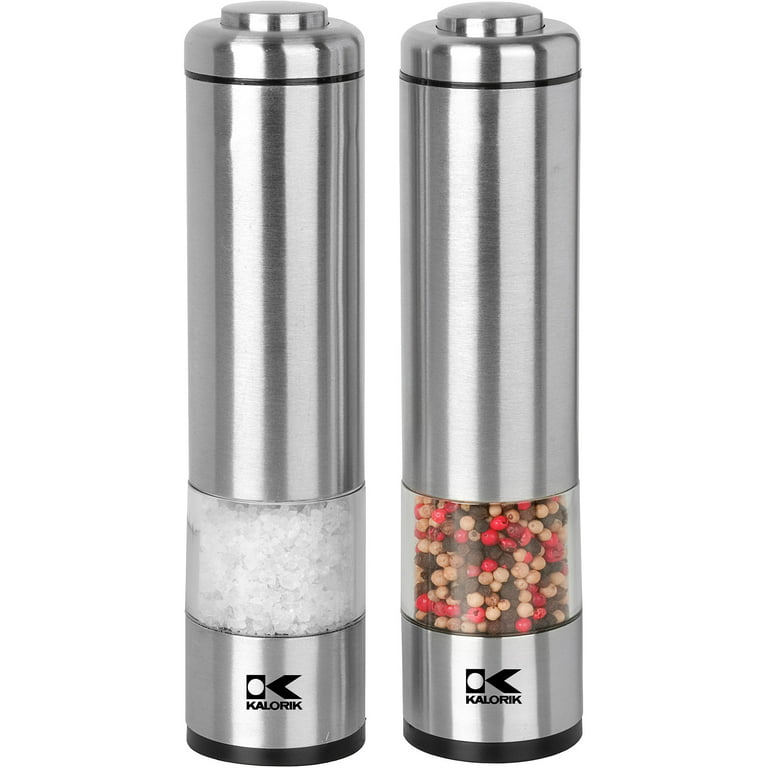 Kalorik Stainless Steel Electric Salt and Pepper Grinder Set