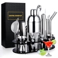 thumbnail interactive-video image 1 of Biemlerfn 25-Piece Cocktail Shaker Set, Mixology Bartender Kit with Acrylic Stand Stainless Steel Bar Tools, Full Bartender Accessories and Recipe Book, 1 of 10