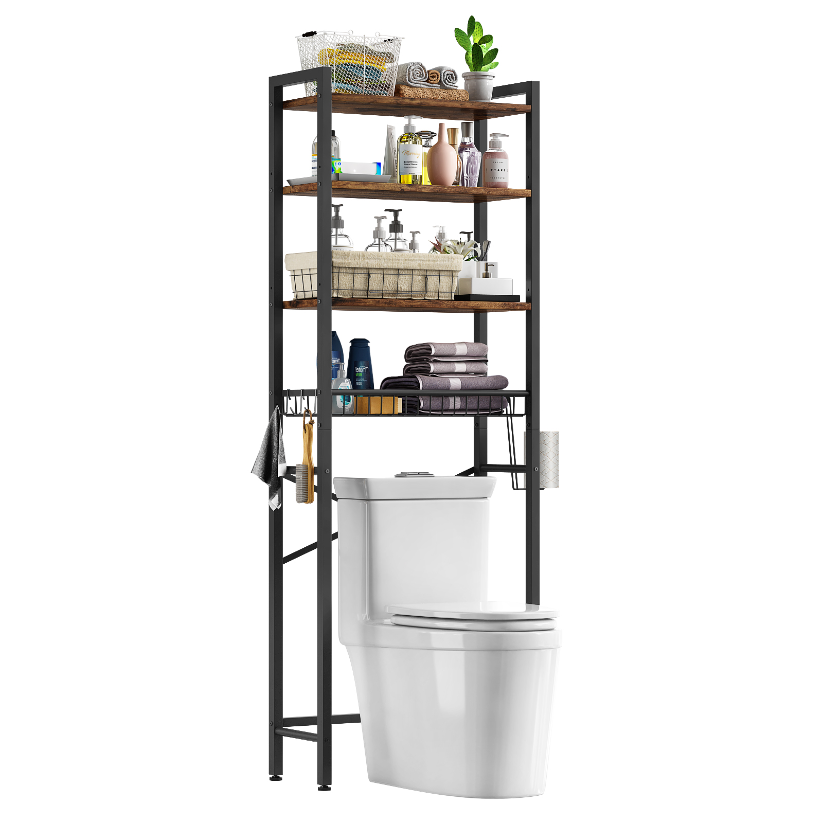 HoneyCanDo 4Tier OverTheToilet Chrome Shelving Unit