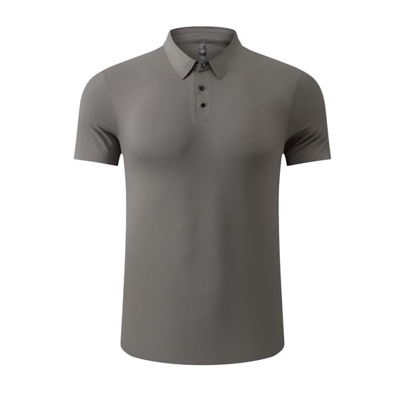 Kaluayu Men's Seamless Collared Shirt Slim Fit Turn Down Collare Short Sleeve Cool Skin-Friendly Quick-Drying for Casual Work