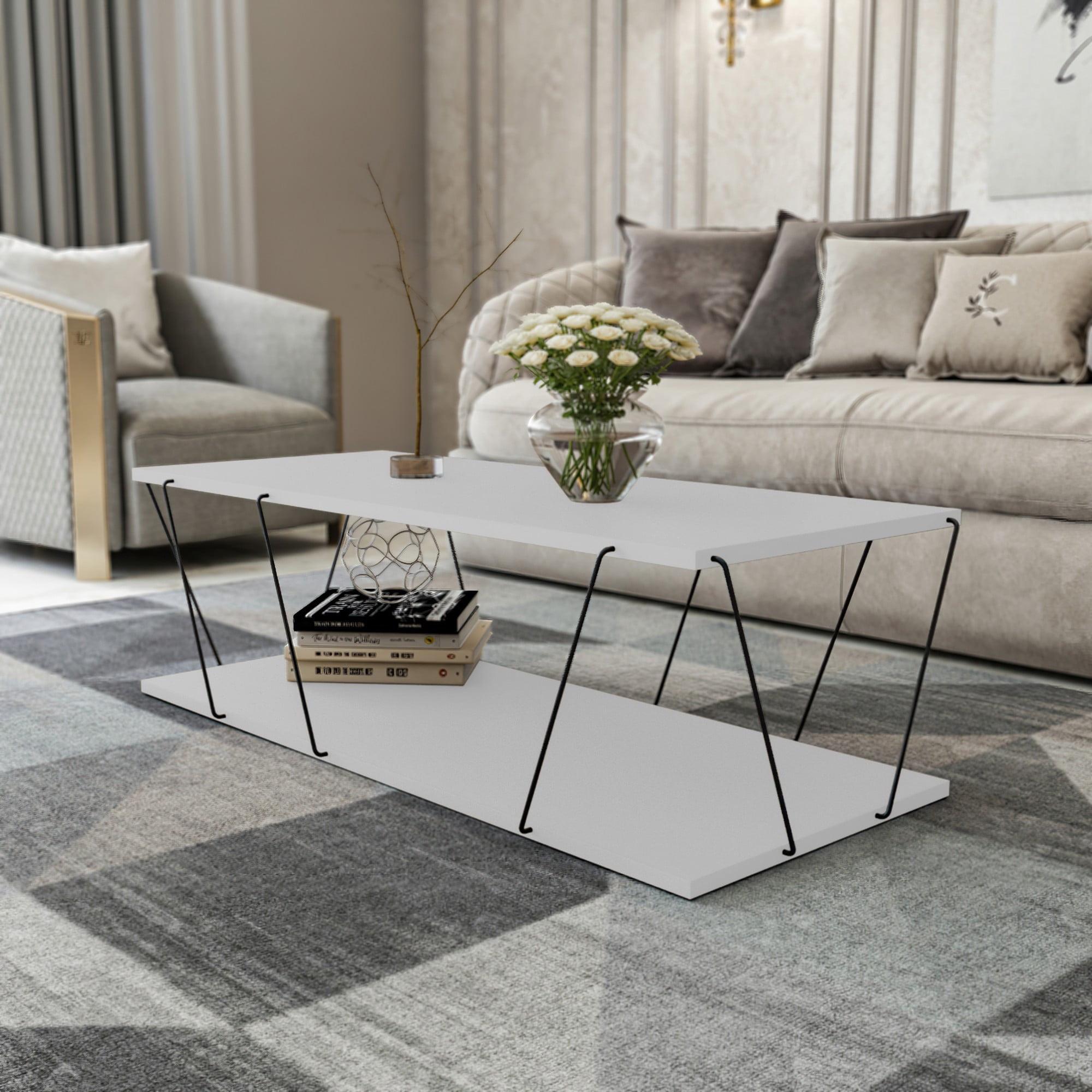 Kalune Design,Black / White Particle Board,Coffee Table - Walmart.com