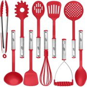 Kaluns 10 Pcs Kitchen Utensils Set   Nylon & Stainless Steel Cooking Utensil Set   Non-Stick, Heat Resistant Cookware Utensils   Kitchen Essentials
