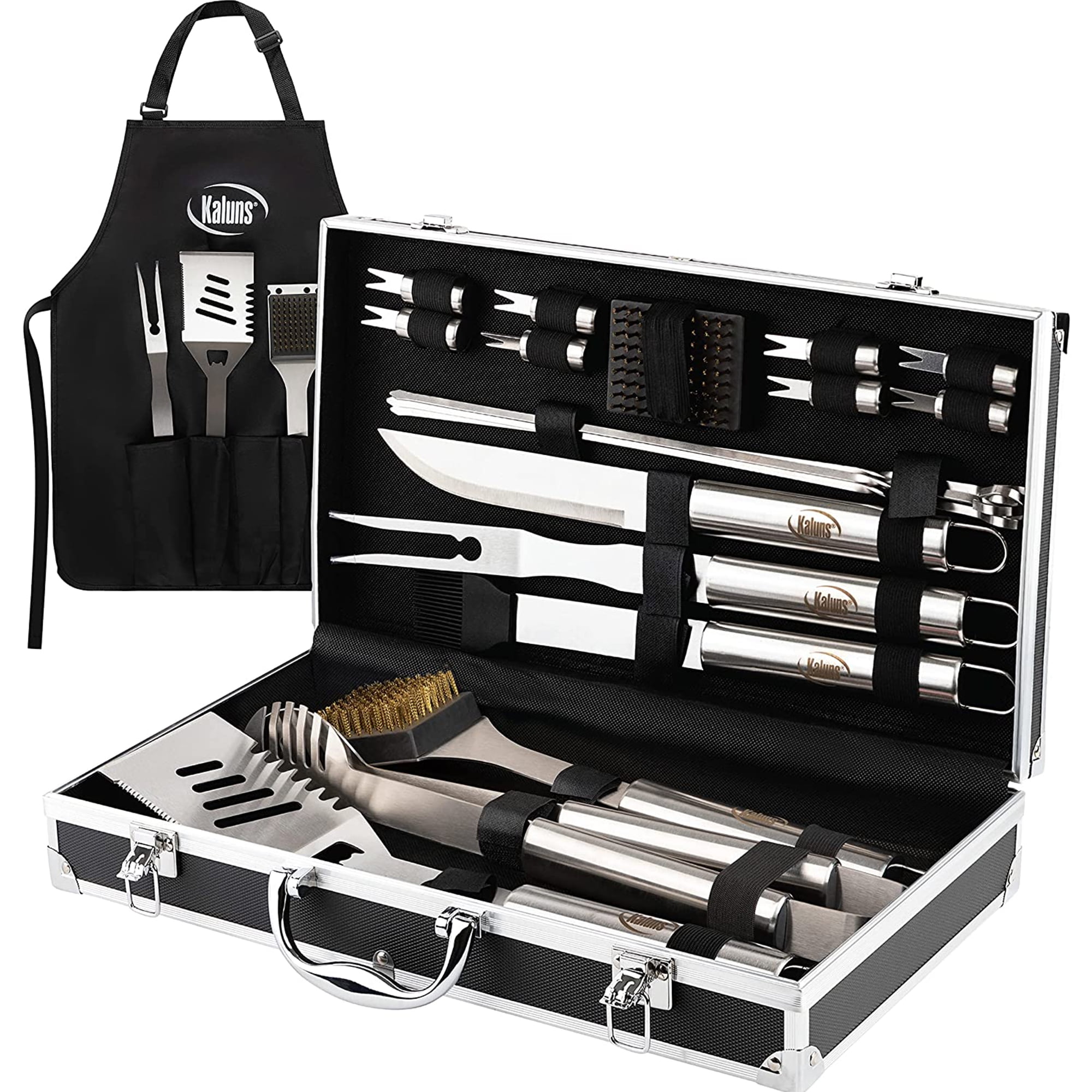 Grill Utensils Set,BBQ Grilling Accessories, Grill Set Gifts for Men Grill  Tools, MUJUZE Barbeque with Apron, Stainless Steel Grill Kit Set Gifts for