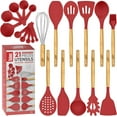 thumbnail image 1 of Kaluns 21 Pcs Wood and Silicone Kitchen Utensils Set for Cooking Household Essentials – Premium Cooking Utensil Set, Red, 1 of 8