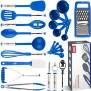 Kaluns 24pc Nylon and Stainless Steel Kitchen Utensils Set for Cooking Household Essentials, Blue
