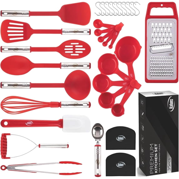 Kaluns 35 Pcs Kitchen Utensils Set - Nonstick Heat Resistant Nylon ...
