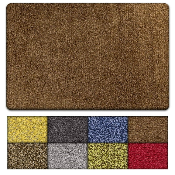Kaluns Front Door Mat, Super Absorbent Non Slip Door Mat with PVC Waterproof Backing, Machine Washable Door Rugs for Entryway (3'x6' Large, Brown)