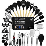 Kaluns Kitchen Utensils Set, 50 Piece Silicone And Stainless Steel Cooking Utensils, Dishwasher Safe and Heat Resistant Kitchen Tools