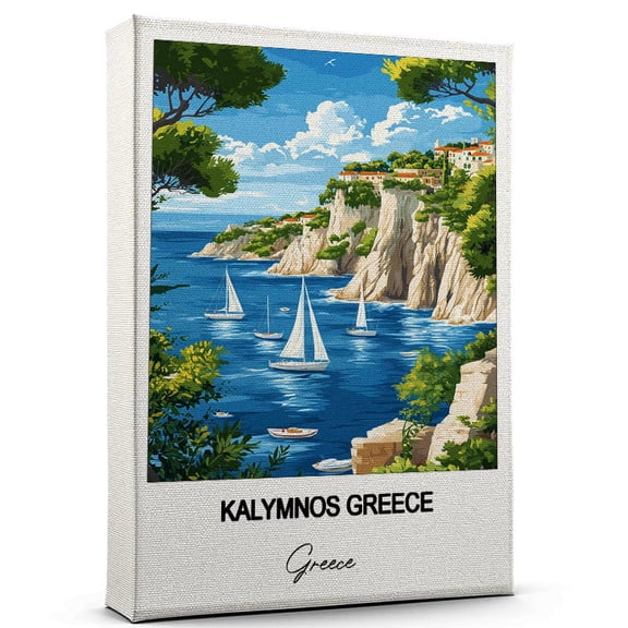 Kalymnos Greece Travel Canvas Art – Stunning Travel Wall Print Greece Canvas Inspired Artwork to Elevate Your Living Room or Office – Ready to Hang