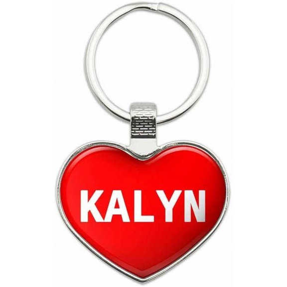 Kalyn - Names Female Metal Heart Keychain Key Chain Ring, Red