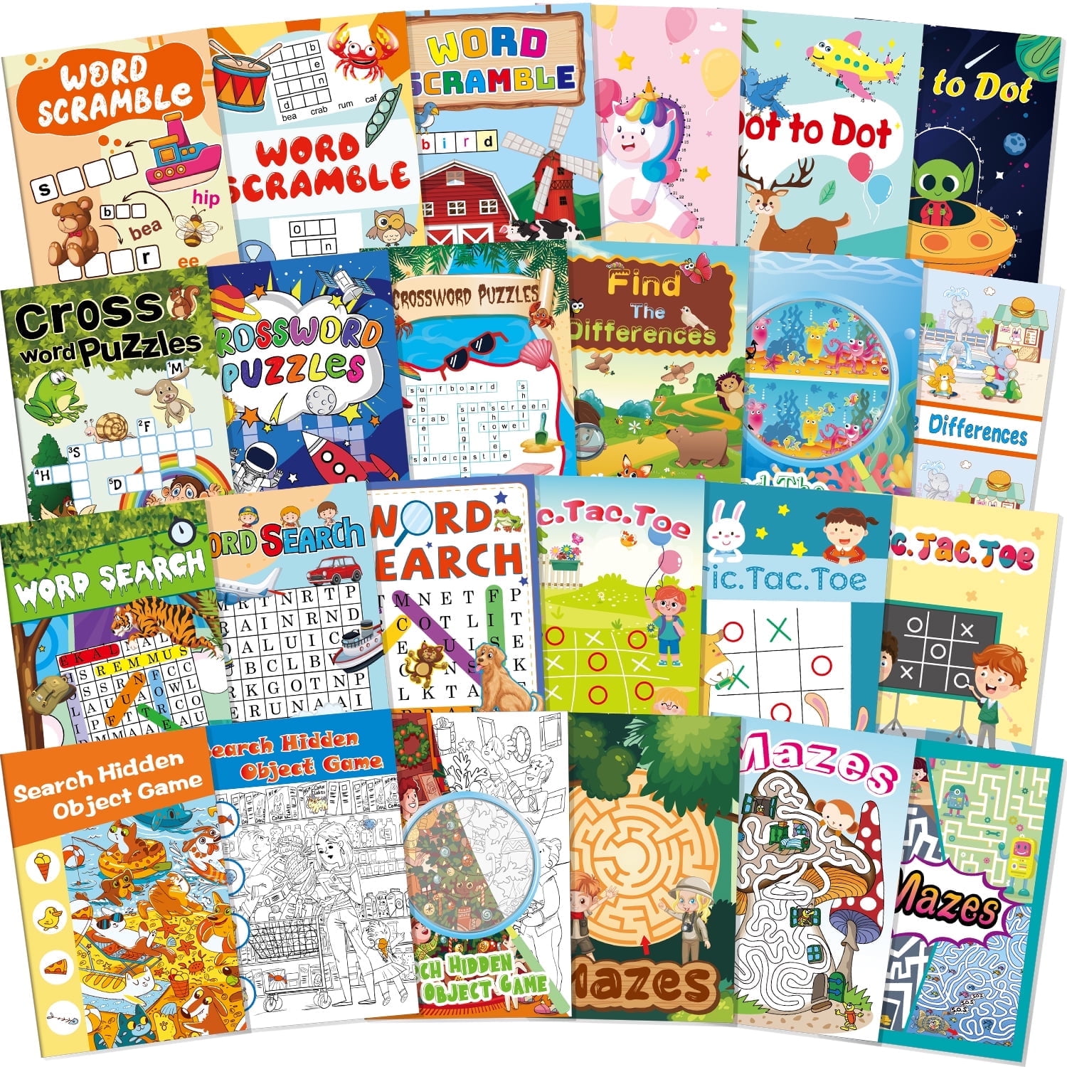 Kalysky 24 Mini Activity Books for Kids 4-8,Kid Game Book 8-12,Party Favors bulk, back to school,Gift Stufferages